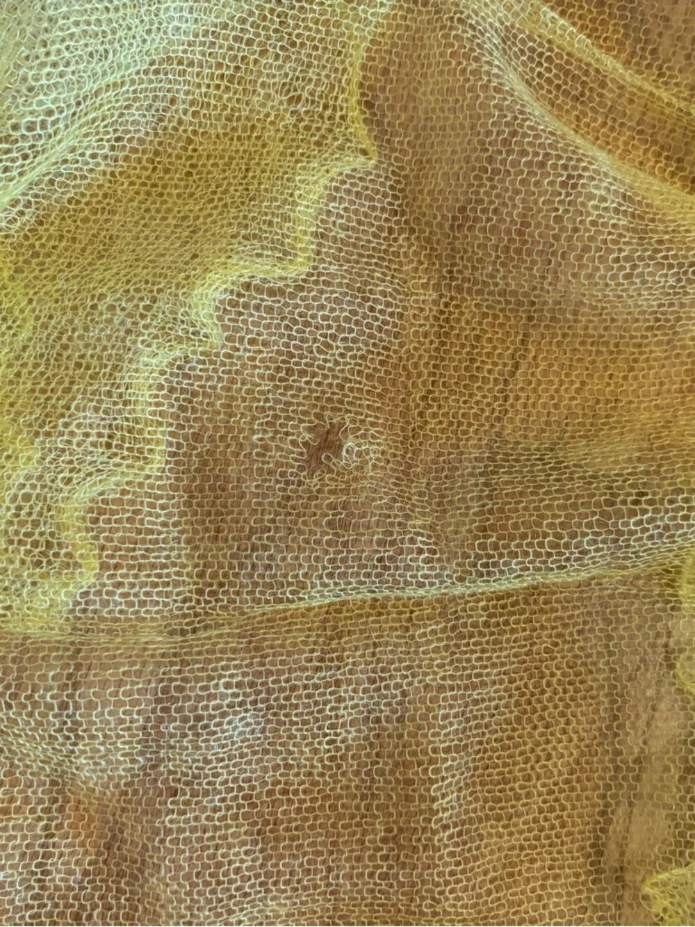 Vintage John Wanamaker 100% New Mohair Scarf Yellow Redleaf